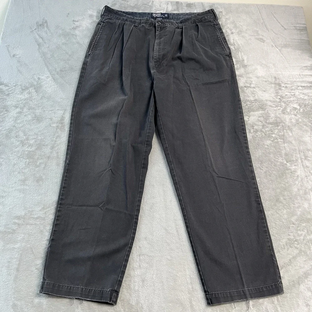 Polo Ralph Lauren Andrew Pant Chino Pants Mens 35x30 Gray Pleated Relaxed Cotton